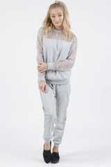 Grey Lace Insert Tracksuit - Mila