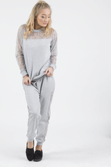Grey Lace Insert Tracksuit - Mila