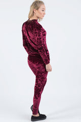 Wine Crushed Velvet Tracksuit - Romy