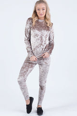 Taupe Crushed Velvet Tracksuit - Romy