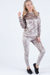 Taupe Crushed Velvet Tracksuit - Romy