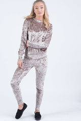 Taupe Crushed Velvet Tracksuit - Romy