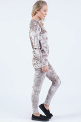 Taupe Crushed Velvet Tracksuit - Romy