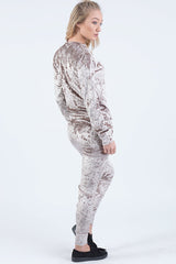 Taupe Crushed Velvet Tracksuit - Romy