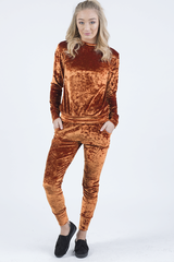 Rust Crushed Velvet Tracksuit - Romy