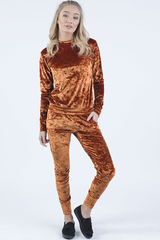 Rust Crushed Velvet Tracksuit - Romy