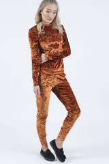 Rust Crushed Velvet Tracksuit - Romy