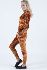 Rust Crushed Velvet Tracksuit - Romy