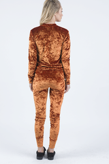 Rust Crushed Velvet Tracksuit - Romy