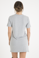 Grey Tiger Lace Up T-Shirt Dress - Autumn