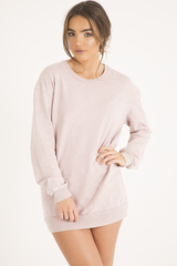 Pink Acid Wash Jumper Dress - Cheryl