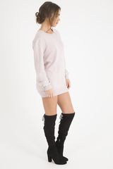 Pink Acid Wash Jumper Dress - Cheryl