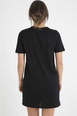Black 'Riding In California' Graphic Print Cut Out Pin Detail T-Shirt Dress - Harper