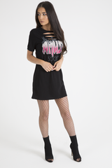 Black Front Distressed 'Amuse Society' T-Shirt Dress - Lexi
