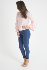 Pink Triple Frill Sleeve Top - Clara