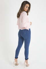 Mid Blue High Waisted Skinny Jeans - Taylor