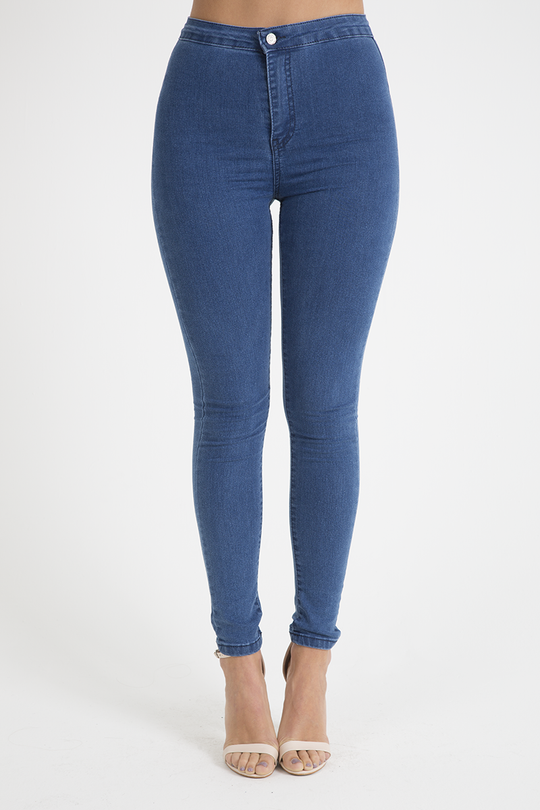 Mid Blue High Waisted Skinny Jeans - Taylor