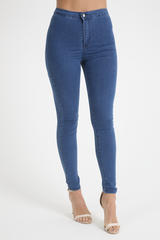 Mid Blue High Waisted Skinny Jeans - Taylor
