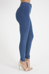 Mid Blue High Waisted Skinny Jeans - Taylor