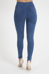 Mid Blue High Waisted Skinny Jeans - Taylor