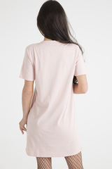 Pink 'Riding In California' Graphic Print Cut Out Pin Detail T-Shirt Dress - Harper