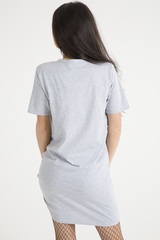 Grey 'Riding In California' Graphic Print Cut Out Pin Detail T-Shirt Dress - Harper