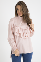 Pink Frill Detail Oversized Shirt - Lydia