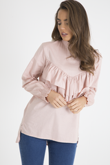 Pink Frill Detail Oversized Shirt - Lydia