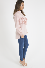 Pink Frill Detail Oversized Shirt - Lydia