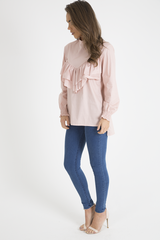 Pink Frill Detail Oversized Shirt - Lydia