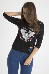 Black Distressed 'Arizona Phoenix' Print Top - Nova