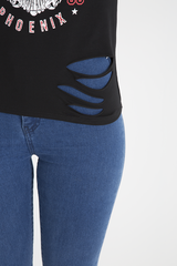 Black Distressed 'Arizona Phoenix' Print Top - Nova