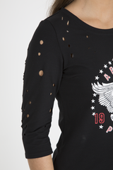 Black Distressed 'Arizona Phoenix' Print Top - Nova