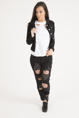 Black Cropped Fit Denim Jacket - Scarlett