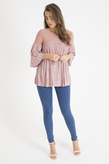 Pink Pleated Layered Frill Oversized Top - Matilda
