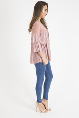 Pink Pleated Layered Frill Oversized Top - Matilda