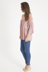Pink Pleated Layered Frill Oversized Top - Matilda