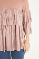 Pink Pleated Layered Frill Oversized Top - Matilda