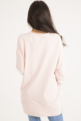 Pink Ribbon Lace Up Dipped Hem Jumper - Wilma