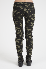 Khaki Camo Studded Ripped Jeans - Christina