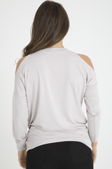 Beige Heavy Metal Cold Shoulder Jumper - Neve