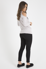 Beige Heavy Metal Cold Shoulder Jumper - Neve