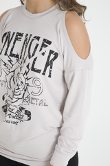 Beige Heavy Metal Cold Shoulder Jumper - Neve