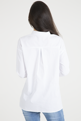 White Floral Embroidered Shirt - Lara
