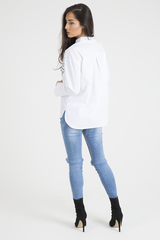 White Floral Embroidered Shirt - Lara