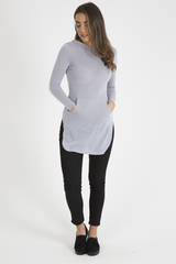 Grey Longline Hoodie - Summer