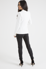 White Fitted Gold Button Blazer - Mei