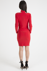 Red Ruched Choker Bodycon Dress - Primrose