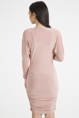 Blush Slinky Side Ruched Dress - Avery
