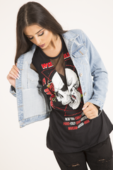 Light Blue Distressed Cropped Denim Jacket - Charlie